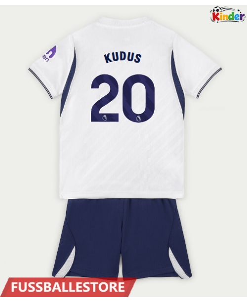 Günstige Tottenham Hotspur Mohammed Kudus #20 Heimtrikotsatz Kinder 2026-27 Kurzarm (+ Kurze Hosen)